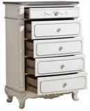 Cinderella 5 Drawer Chest in Antique White with Grey Rub-Through