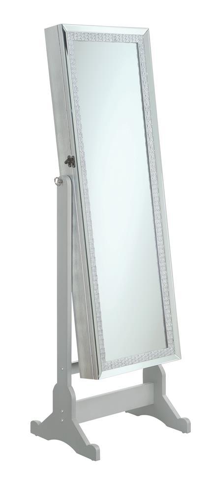 Elle Jewelry Cheval Mirror with Crytal Trim Silver