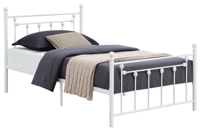 Canon Twin Metal Slatted Headboard Platform Bed - White