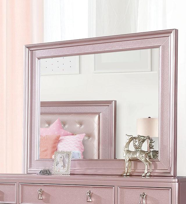 rose gold dresser with mirror Ving Modern Rose Gold 2-Piece 6-Drawer Dresser and Mirror Set by Furniture of America