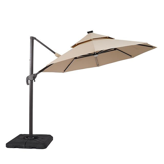 Fera 10 Ft Round Umbrella w/ LED Bulb + 37" Large Base