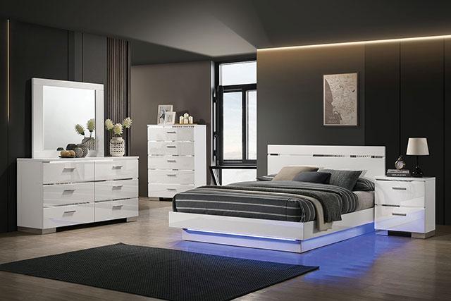 ERLACH E.King Bed, White/Chrome