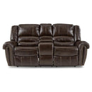 Center Hill Double Glider Reclining Loveseat w/ Center Console in Dark Brown 9668BRW-2