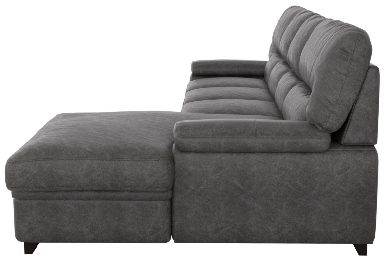 Michigan Sectional with Pull Out Bed and Right Chaise in Dark Gray