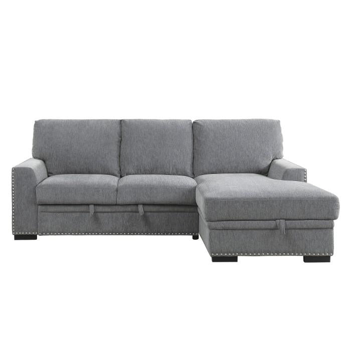 Homelegance Furniture Morelia 2pc Sectional with Pull Out Bed and Right Chaise in Dark Gray image