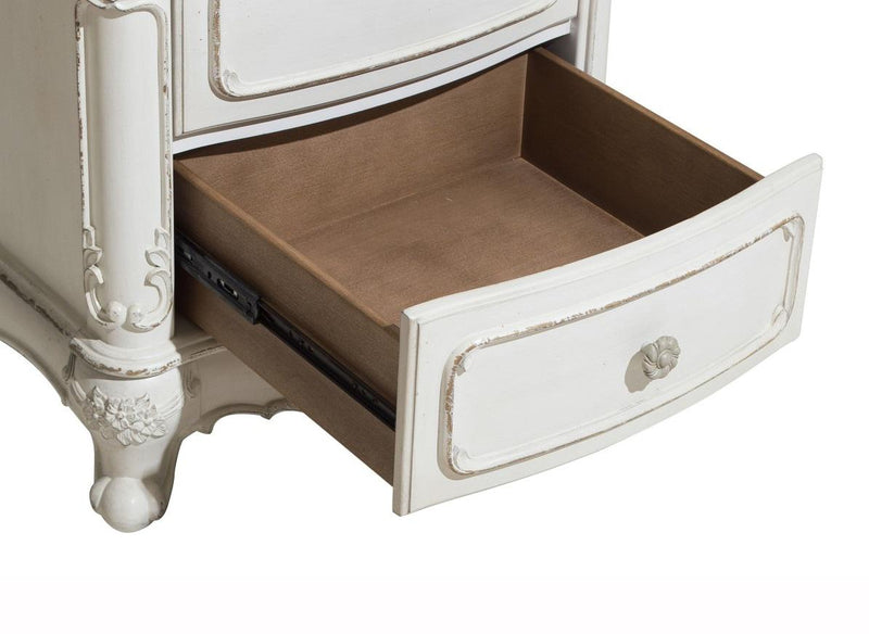 Homelegance Cinderella Night Stand in Antique White with Grey Rub-Through