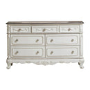Cinderella 7 Drawer Dresser in Antique White with Grey Rub-Through