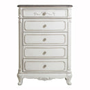 Cinderella 5 Drawer Chest in Antique White with Grey Rub-Through