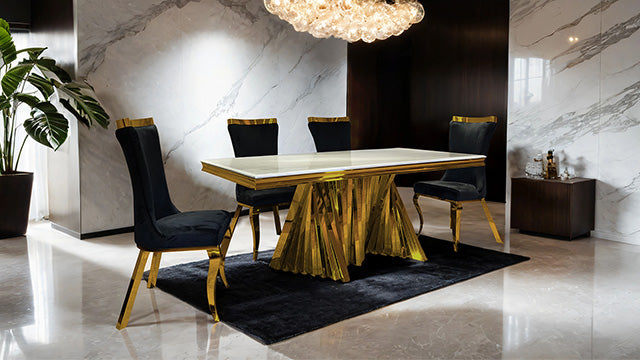 Basilicata 7 Pc Dining Table Set Gold