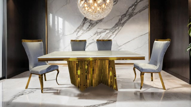 Basilicata 7 Pc Dining Table Set Gold